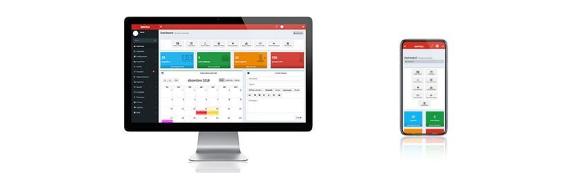 Schermate del CRM Open&Go su Pc e Smartphone