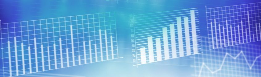 Grafici di statistica e analisi su sfondo azzurro